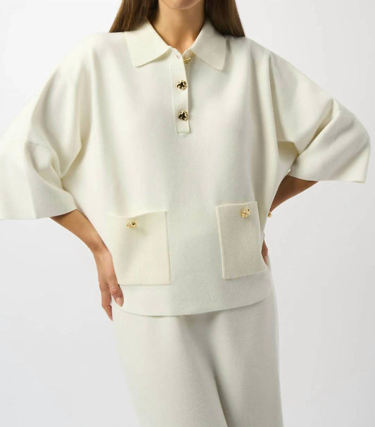 Joseph Ribkoff - Collared 3/4 Sleeve Boxy Top