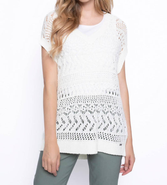 Picadilly - Open Knit V-Neck Top