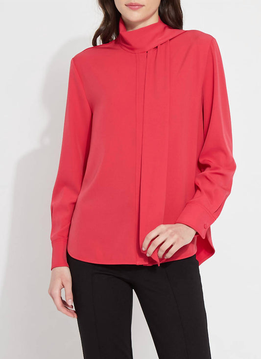 Lysse - Defined Long Sleeve Tie Neck Top