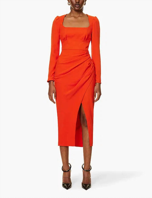 Self-Portrait - Women's Crepe Ruched Midi Dress