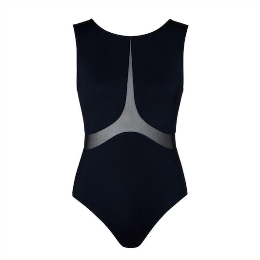 Energetiks - Misha Black Tech Mesh Ladies High Neck Tank Leotard