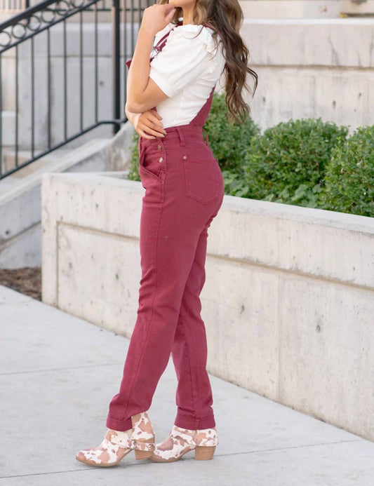 Judy Blue - High Waist Garment Dyed Boyfriend Double Cuff Overalls