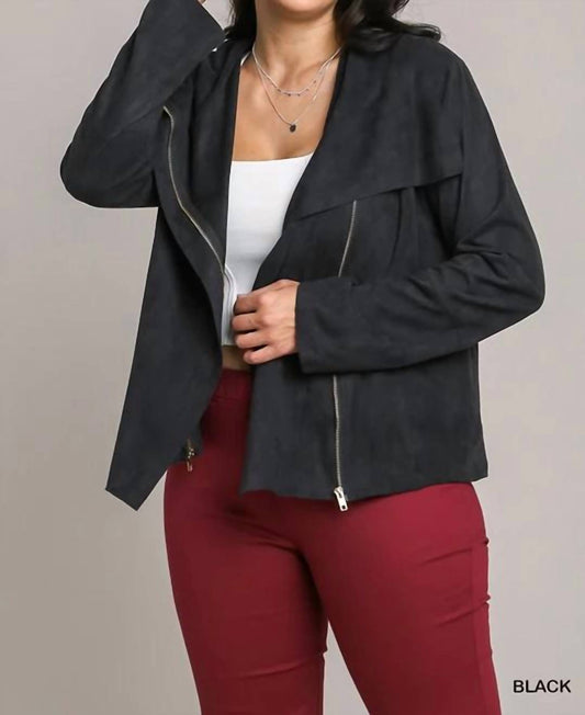 Umgee - Plus Size Suede Moto Jacket
