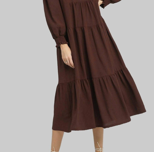 Umgee - Tiered W/smocked Cuffs Midi Dress