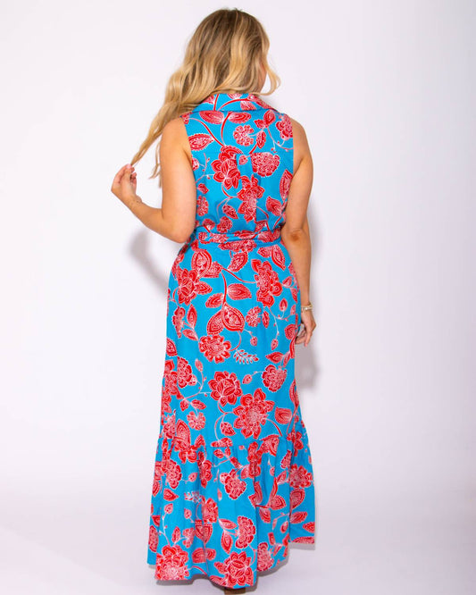 Sugarlips - Women's Petal Collared Tie Waist Maxi Dress