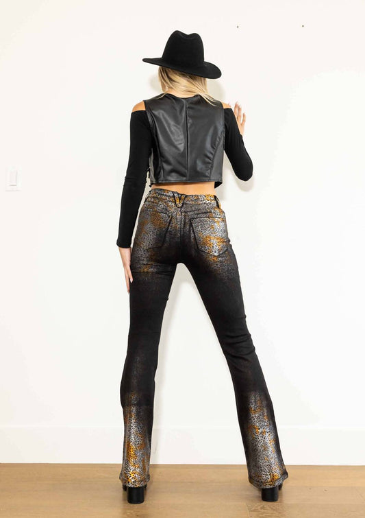 Vibrant M.I.U - Western Leopard Bootcut Jeans