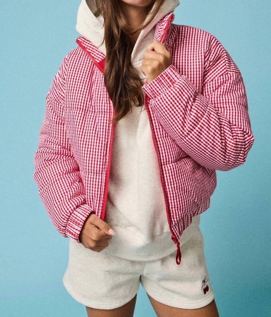 Papermoon - Gingham Zip Up Puffer Jacket