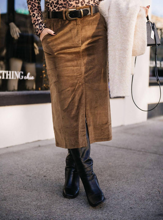 Astr - Corduroy Midi Skirt