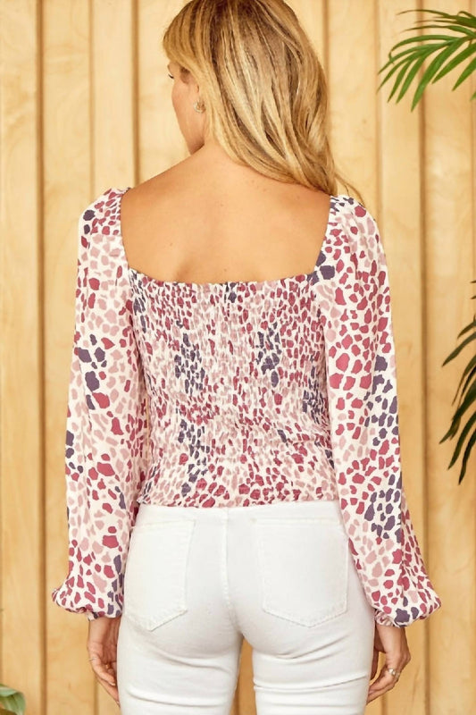 Andree By Unit - Emily Wonder Colorful Leopard Smocked Top