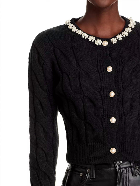 Stellah - Pearl Trim Cable Knit Top