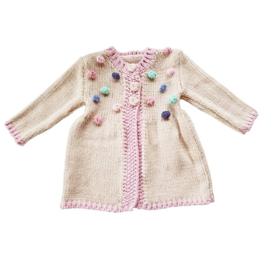 Huggalugs - Baby Girls Popcorn And Pompom Sweater