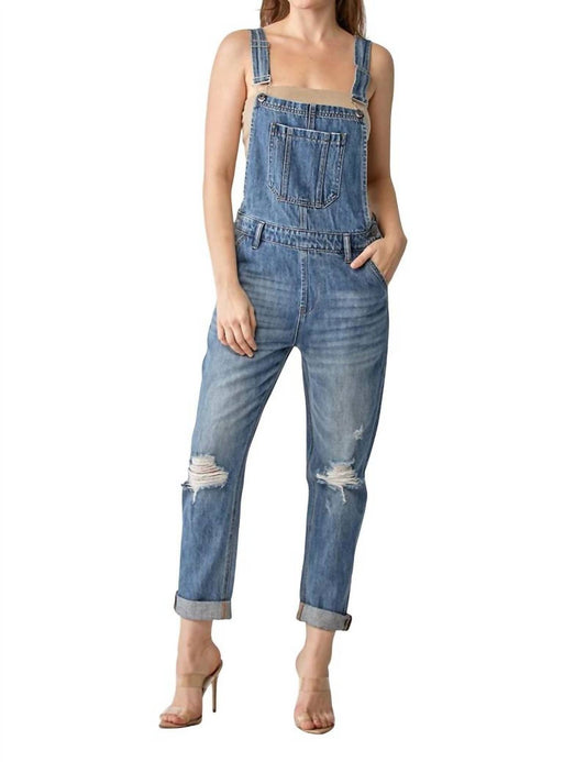 Risen - Distressed Relaxed Fit Overall Jeans