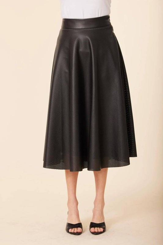 Dolce Cabo - Vegan Leather Perforated Midi Skirt