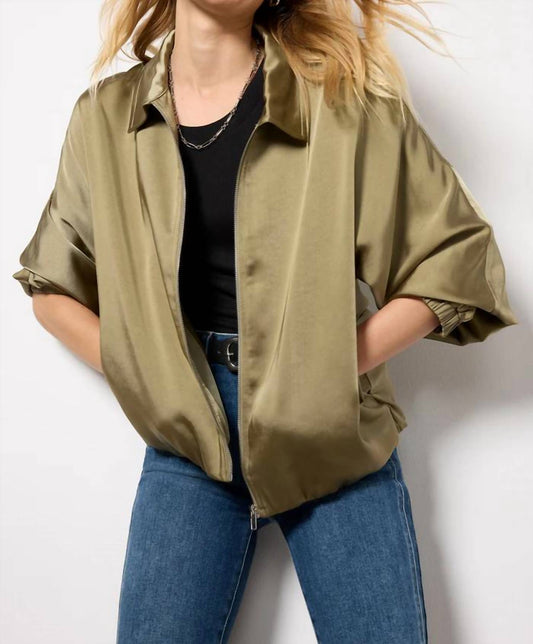 Melissa Nepton - Evelyn Satin Zip-up Bomber Jacket