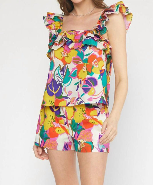 Entro - Floral Square Neck Top