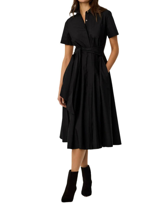 Toccin - Megan Short Sleeve Tie-front Midi Shirt Dress