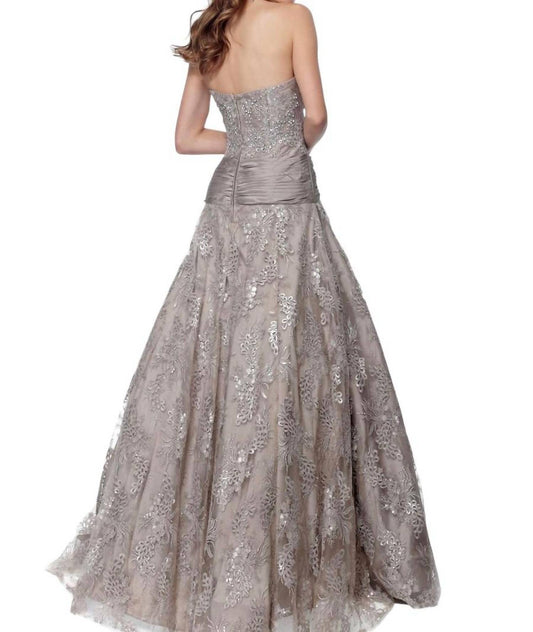 Jovani - Strapless Embellished A Line Evening Gown