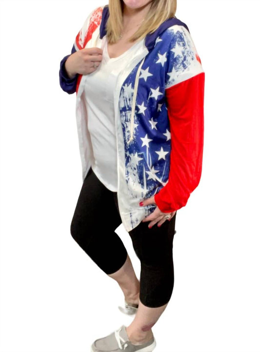Blumin - American Flag Printed Zip Hoodie