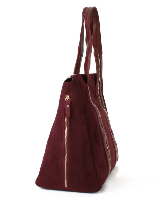 Inzi - Women's Leather And Suede Tote Bag
