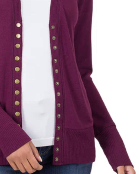 Zenana - Snap Full Sleeve Cardigan