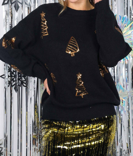 Vine & Love - Tree Sequin Knitted Crew Sweater
