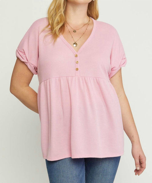 Entro - Waffle Knit Babydoll Top