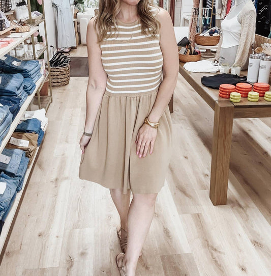 Wishlist - Coastal Drift Striped Contrast Mini Sweater Dress