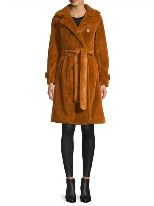 Apparis - Nicole Double-Breasted Faux-Fur Belted Coat
