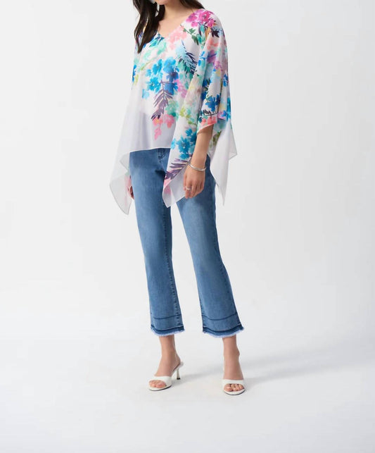 Joseph Ribkoff - Chiffon Floral Print Poncho Top