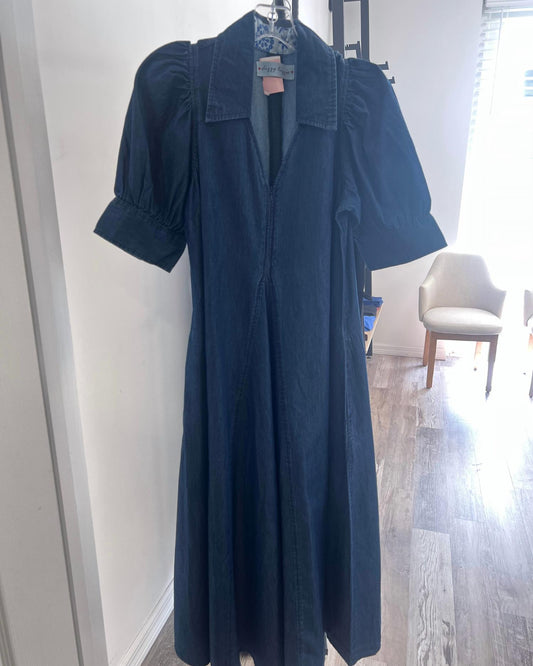Dizzy-Lizzie - Women's Savannah Puff Sleeve Denim Midi Dress