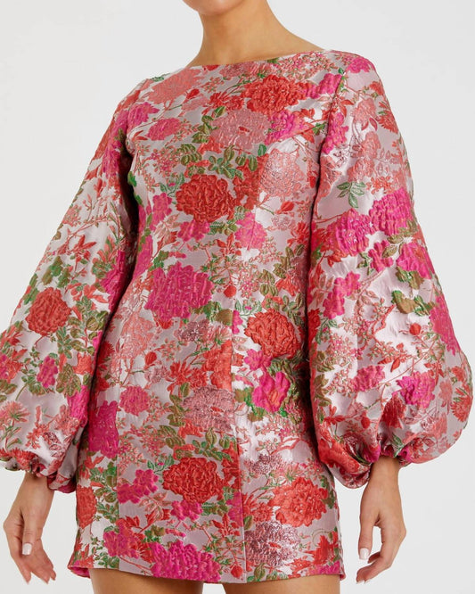 Mac Duggal - Bocade Balloon Sleeve Fitted Mini Dress