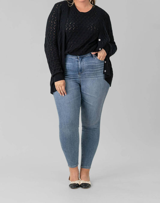 Minnie Rose - Cotton Cashmere Pointelle Cardigan - Plus