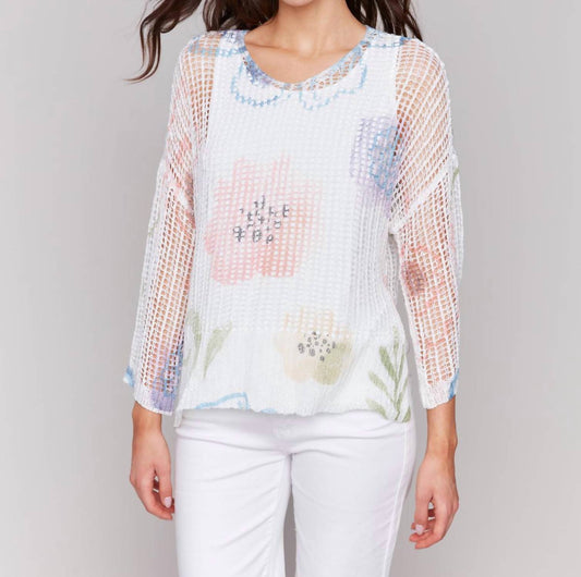 Charlie B - Printed Fishnet Crochet Sweater