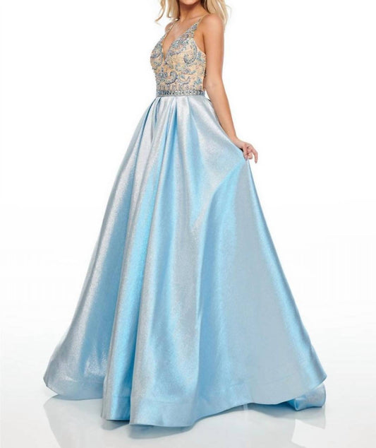 Rachel Allan - Shimmer Woven Beaded Princess Gown