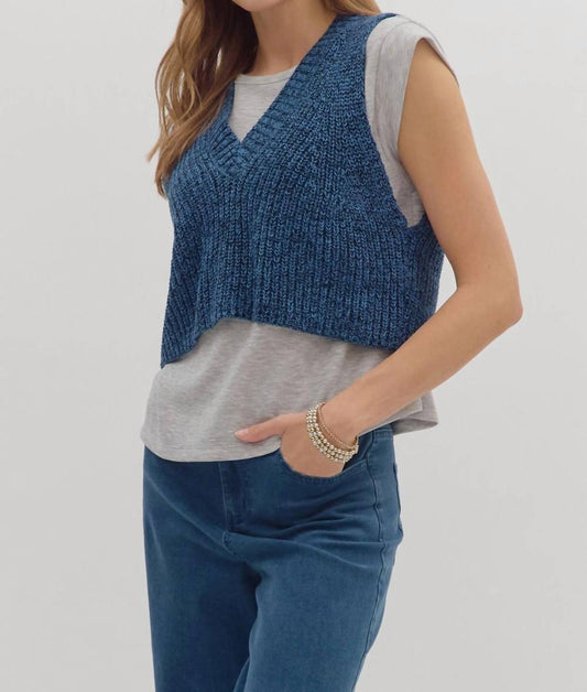 Entro - Twofer Pullover Cap Sleeve Knit Top