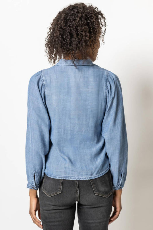 Lilla P - Chambray Shirred Sleeve Top
