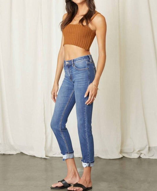 Kancan - Cane Mid Rise Slim Straight Leg Jeans