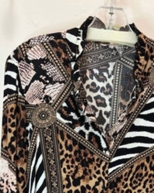 Esqualo - Women's Animal Print Blouse