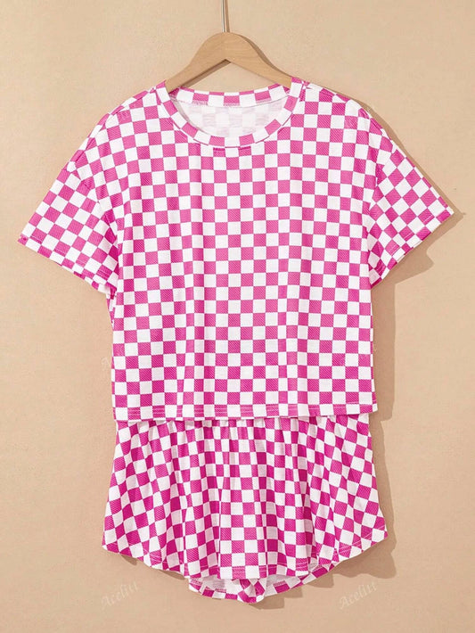 Aapparella - Women's Checkered 2-piece Skort Set