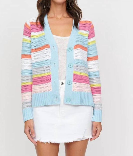 &Isla - Lauren Textured Stripe Vee Cardigan - Snagged & Bagged