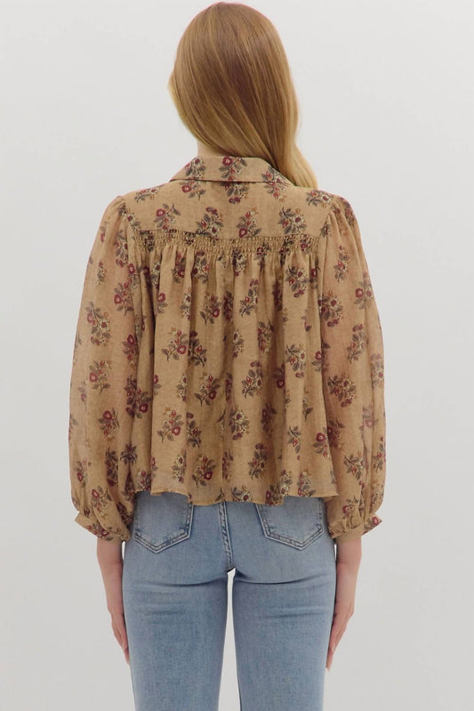 Entro - Floral Button-down Blouse