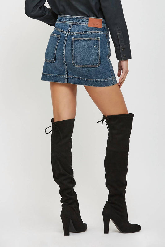 Hidden - Denim With Zipper Pockets Mini Skirt