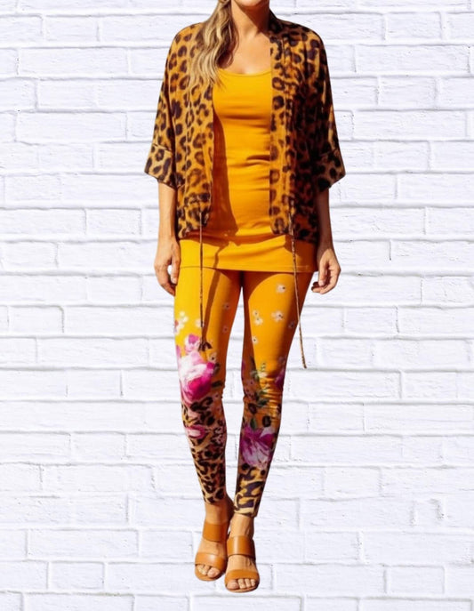 Calypso - Daniela Sienna Print Stretch Knit Leggings