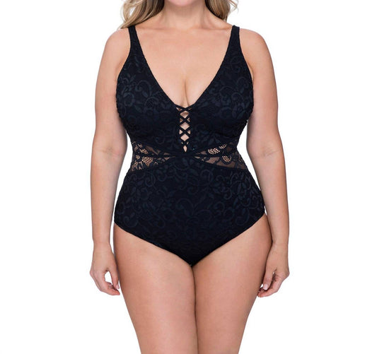 Profile By Gottex - Shalimar Lace Strappy V-neck One Piece - Plus
