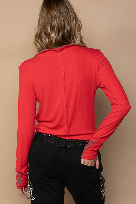 Pol - Vneck Ribbed Top