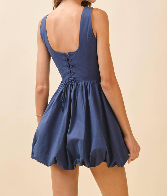 Tcec - Structured Bodice Bubble Hem Lace Up Mini Dress