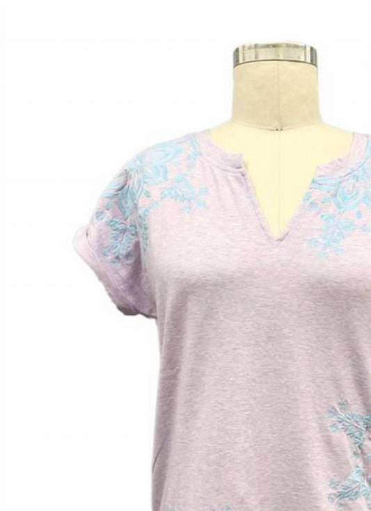 Paparazzi - Women's Embroidered Jersey Cap Sleeve Tee