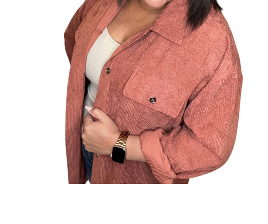 Entro - Corduroy Button Down Fall Shacket