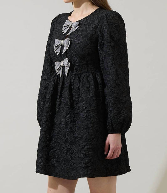 Sugarlips - Arielle Jacquard Glow Bow Velvet Mini Dress