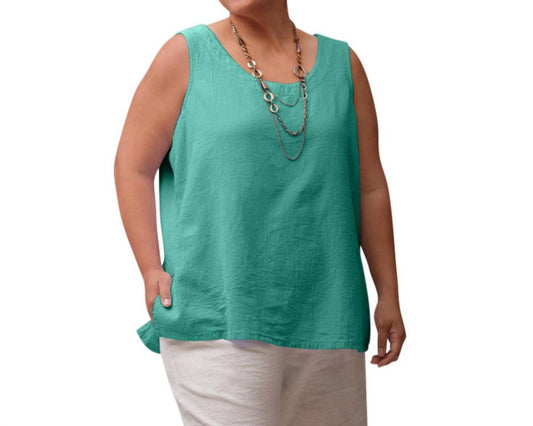 On The Plus Side - Crinkle Cotton Sleeveless Top - Plus
